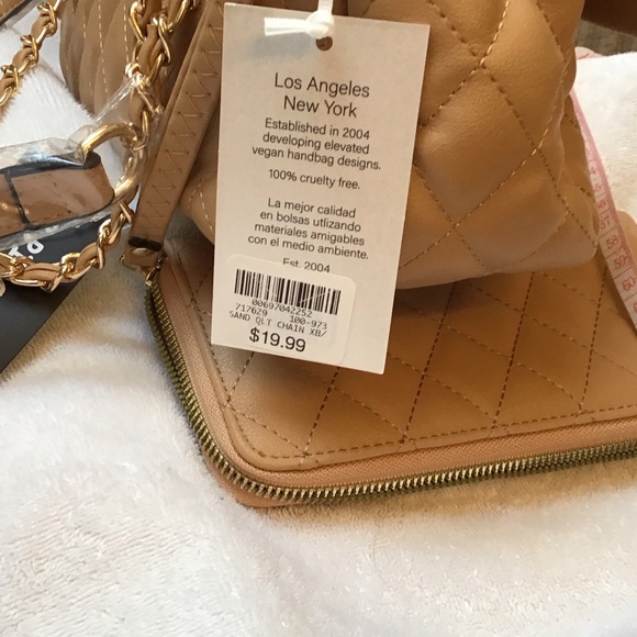 DESIGNER INSPIRED QUILTED TAN  SHOULDER BAG, NWT - Picture 8 of 8